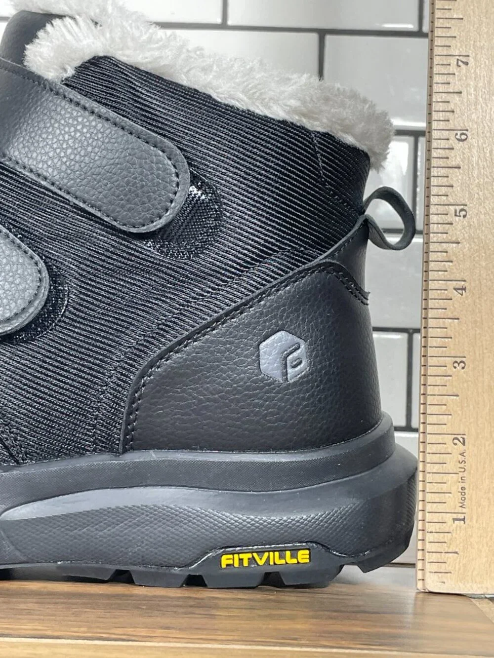 FitVille CozyCore V3 Shoes Mens Size 9 Wide Black Double Strap Winter Boot